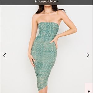 HOUSE OF CB- SASHA-ivy strapless ruched midi dress